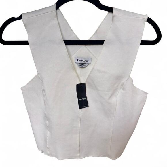 Y2K VINTAGE DEADSTOCK BEBE WHITE BANDAGE CROP‎ TANK SMALL NWT. - Picture 2 of 6
